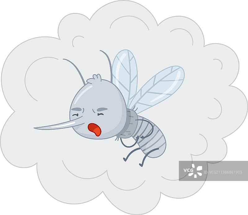 可爱的蚊子飞在杀虫云图片素材