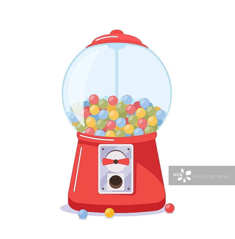 红色口香糖机，透明圆形玻璃图片素材