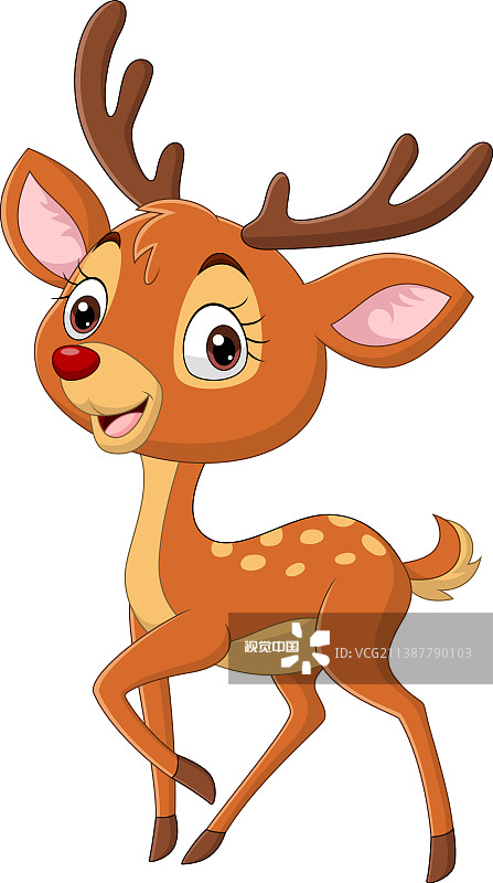 卡通可爱的小鹿在白色的背景图片素材