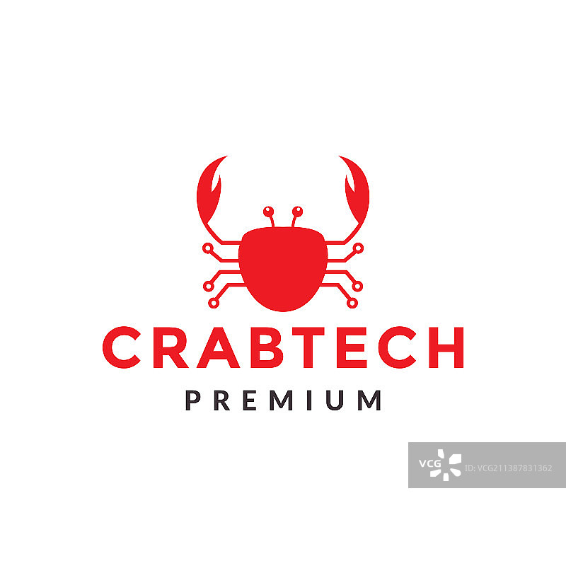 红螃蟹与线科技标志设计图形图片素材