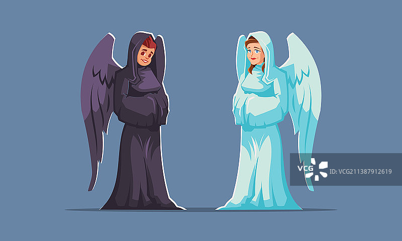 天使和魔鬼善良和邪恶的翅膀人物图片素材