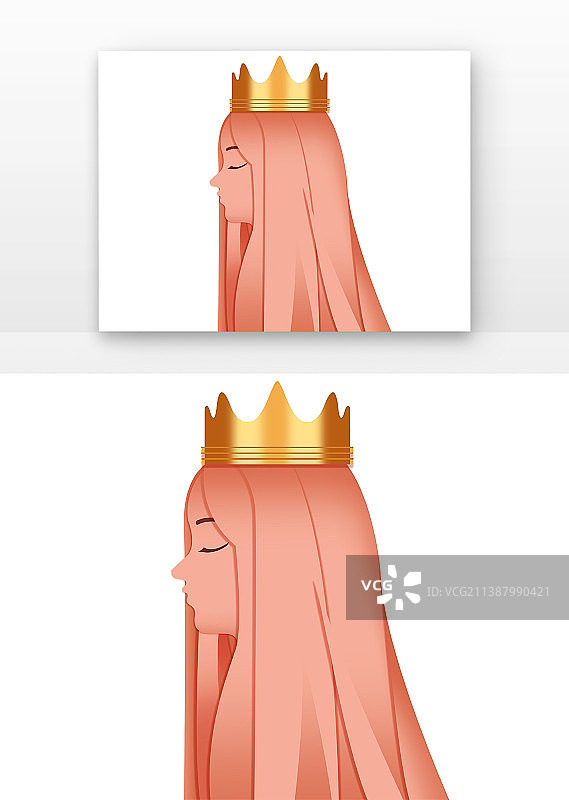 剪影戴皇冠的长发美女剪影图片素材