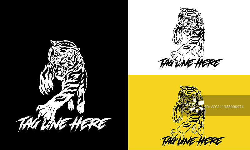 标志设计为老虎黑白相间图片素材