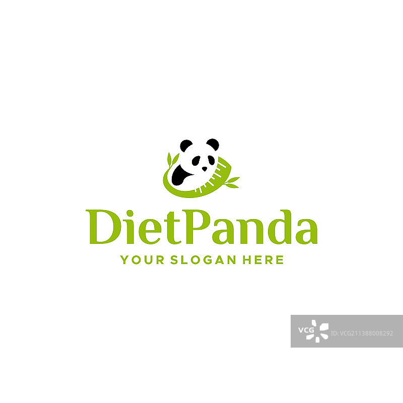 现代平面彩色饮食熊猫叶标志设计图片素材