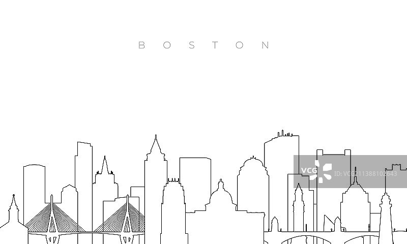 轮廓波士顿天际线时尚模板图片素材