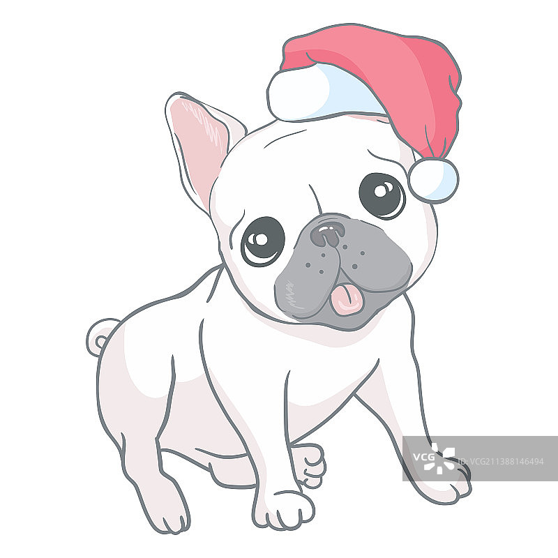 圣诞贺卡法国斗牛犬形象肖像图片素材