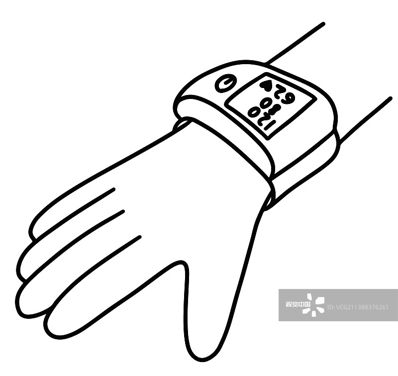 腕带血压监视器涂鸦图标图片素材