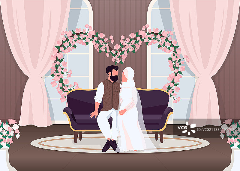 伊斯兰教新婚夫妇平淡的颜色图片素材