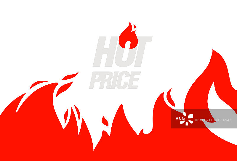 火热的价格旗帜与火焰图片素材