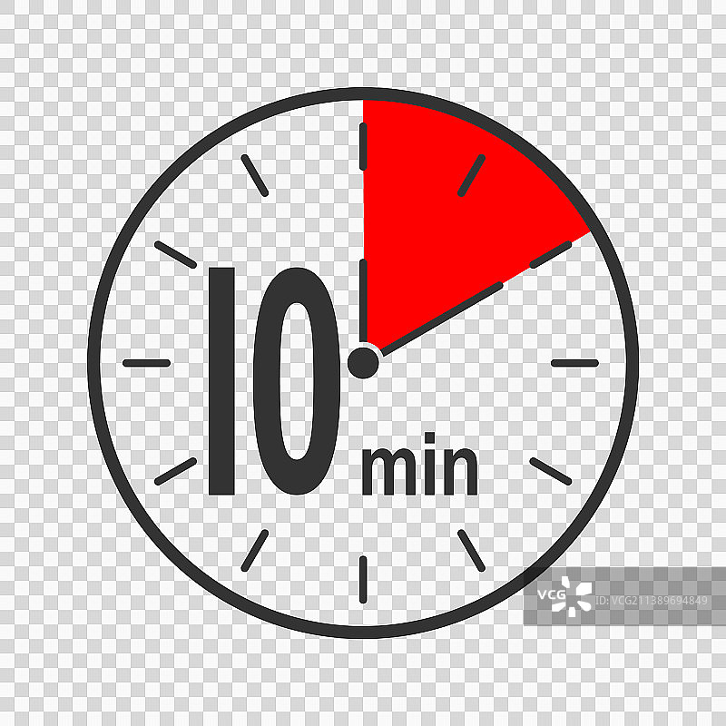 时钟图标与10分钟时间间隔倒计时图片素材