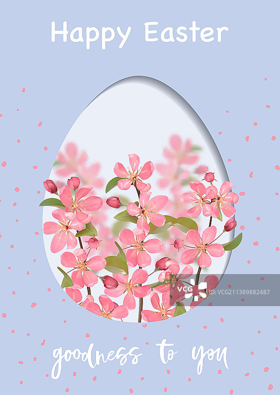 复活节快乐的彩蛋和现实的樱桃图片素材