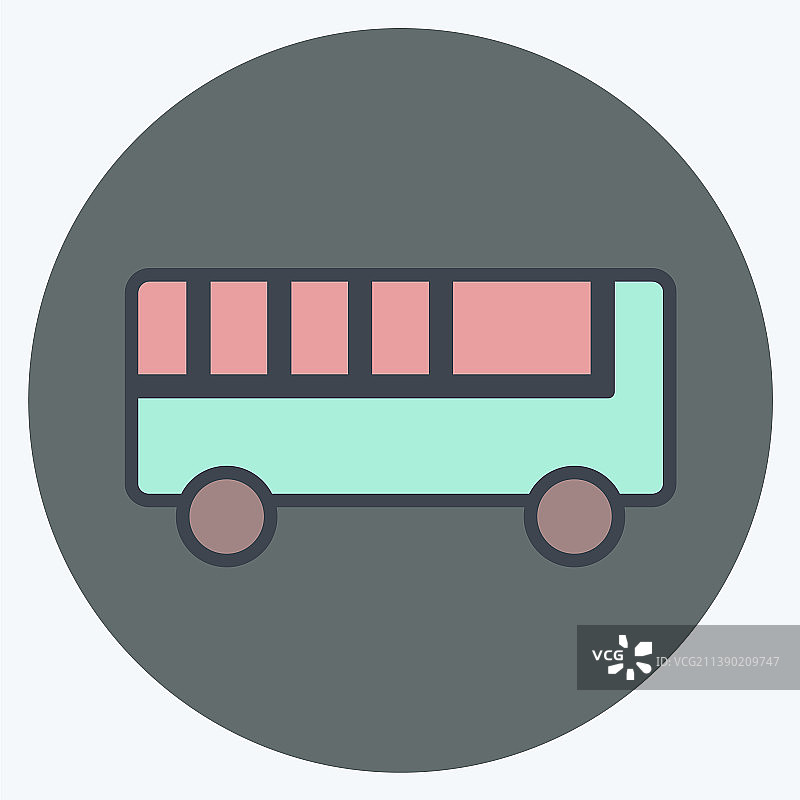 图标玩具巴士-颜色伙伴风格-简单图片素材