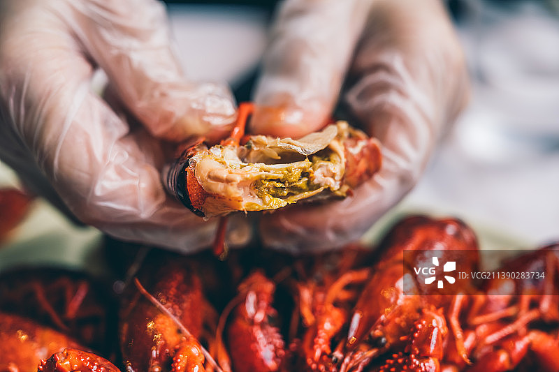 中国夏季传统美食清蒸小龙虾图片素材