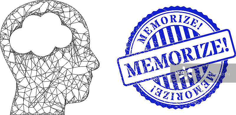 橡胶记忆徽章和网络头大脑网图片素材