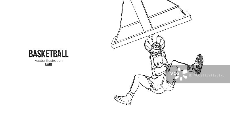 抽象的篮球运动员在孤立的行动图片素材