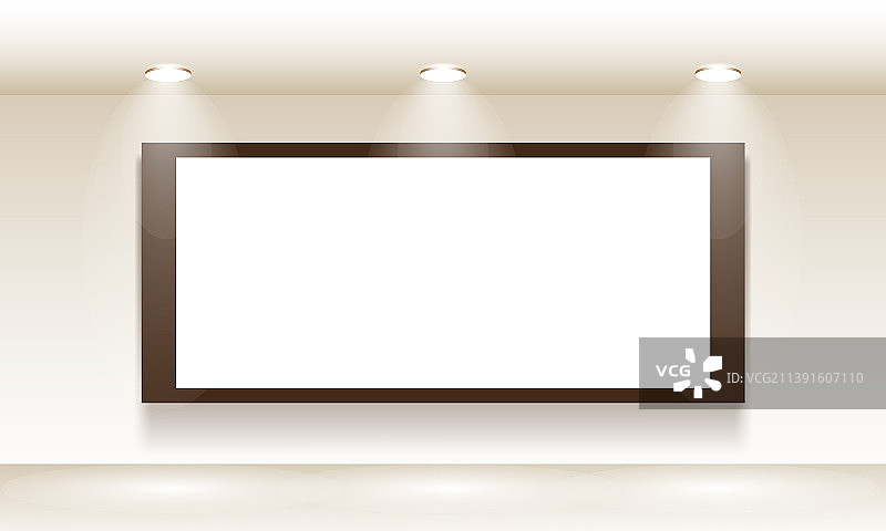 空画廊内部与棕色框架在白色图片素材