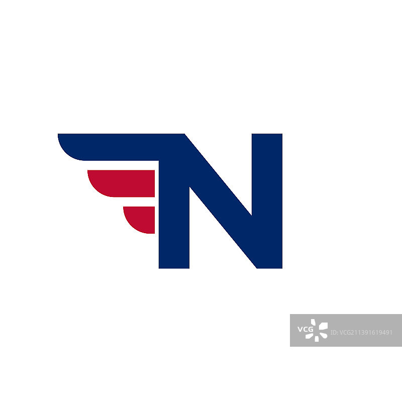 字母n与快速翅膀标志设计图片素材
