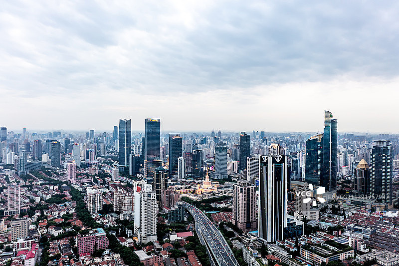 上海静安区城市建筑风光航拍图片素材