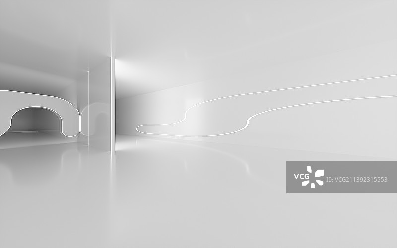 三维渲染白色极简风格室内建筑空间图片素材