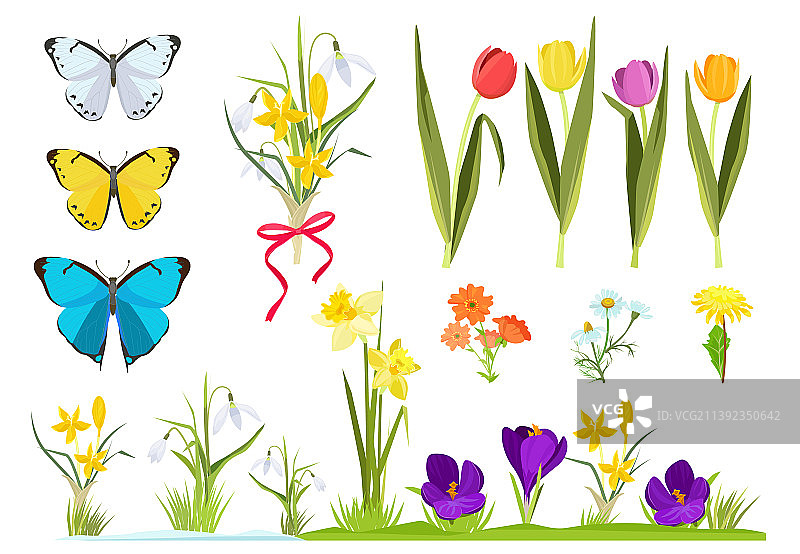 卡通花卉春天植物园艺集图片素材