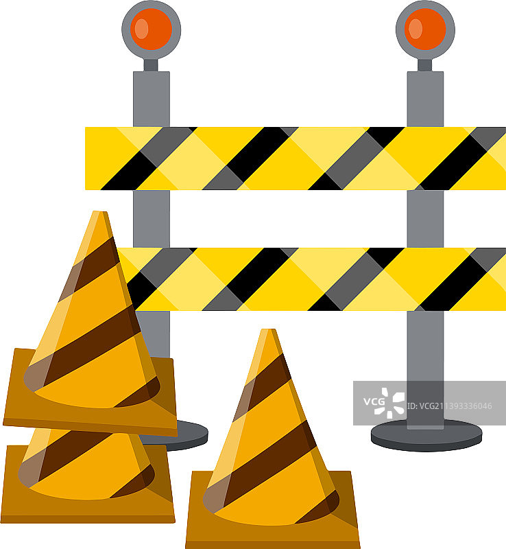 道路施工禁止标志和障碍物图片素材
