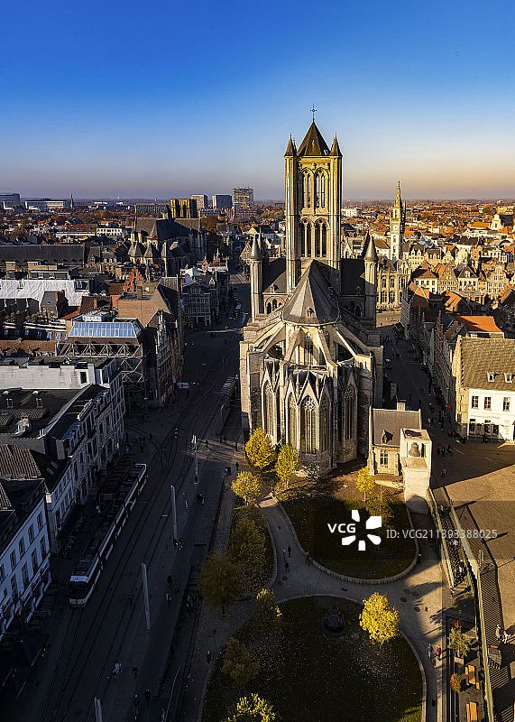比利时根特索菲亚大教堂俯瞰图片素材