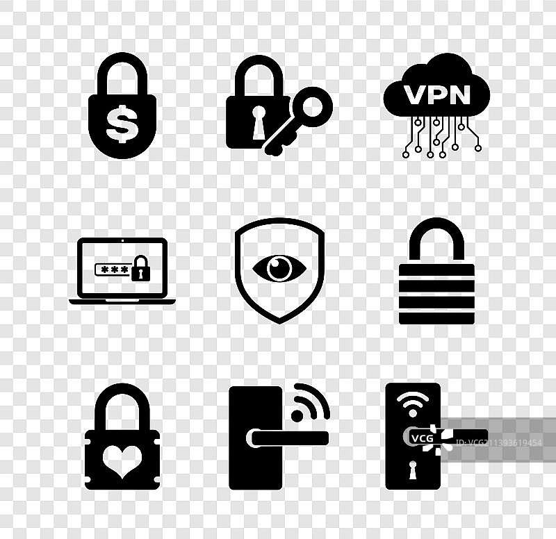设置钱锁锁键云VPN接口图片素材