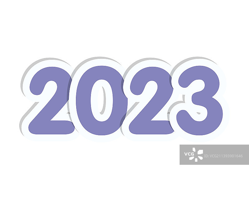 2023年新年贴纸，数字和兔子图片素材