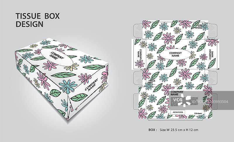 纸巾盒设计花卉背景图片素材