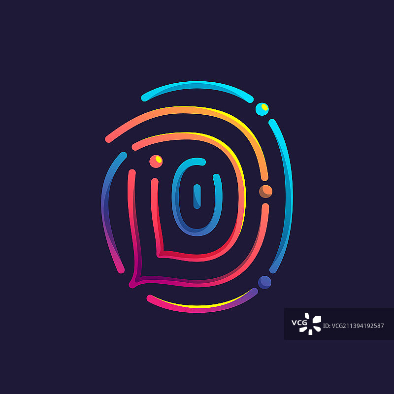 D字母logo由指纹多色线制成图片素材