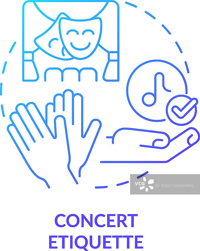 音乐会礼仪蓝色渐变概念图标图片素材