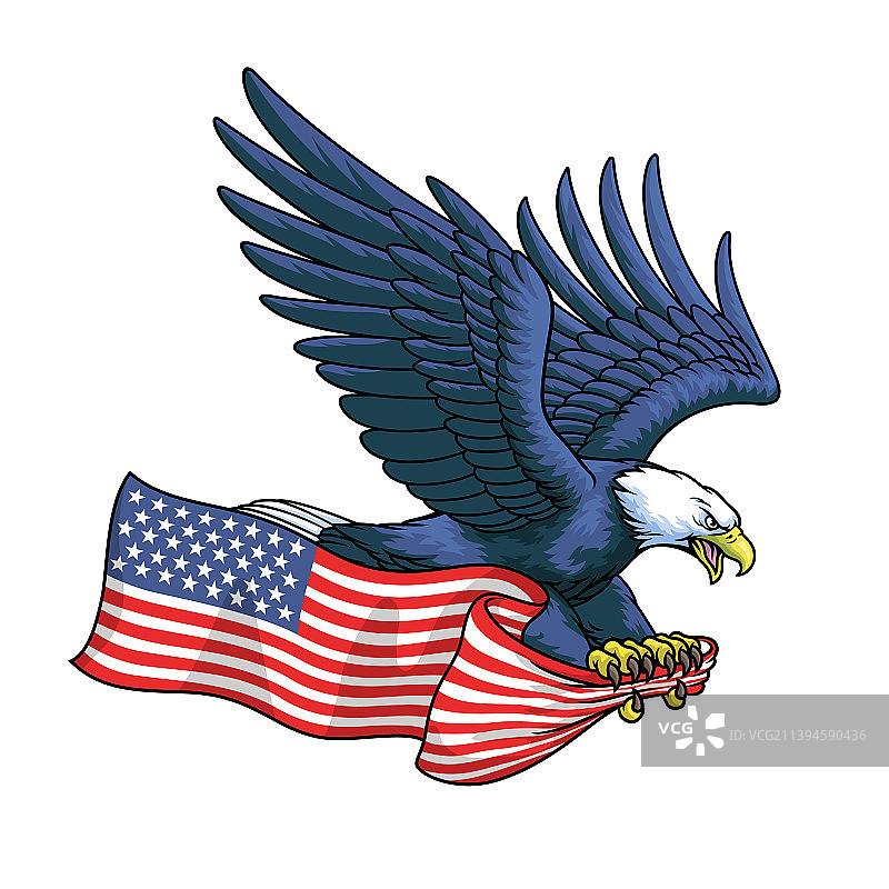 美国鹰手持美国国旗图片素材