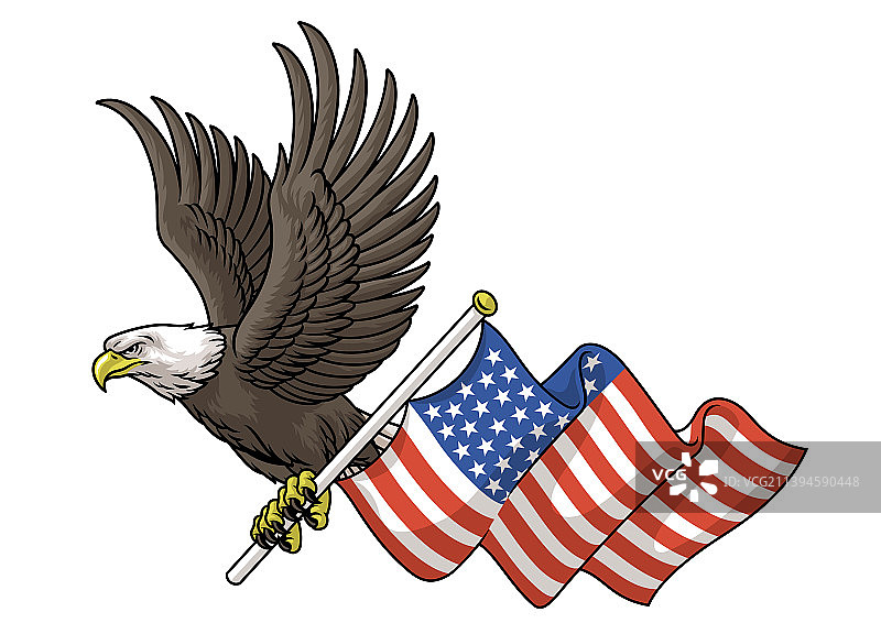 举着美国国旗的雄鹰飞翔图片素材