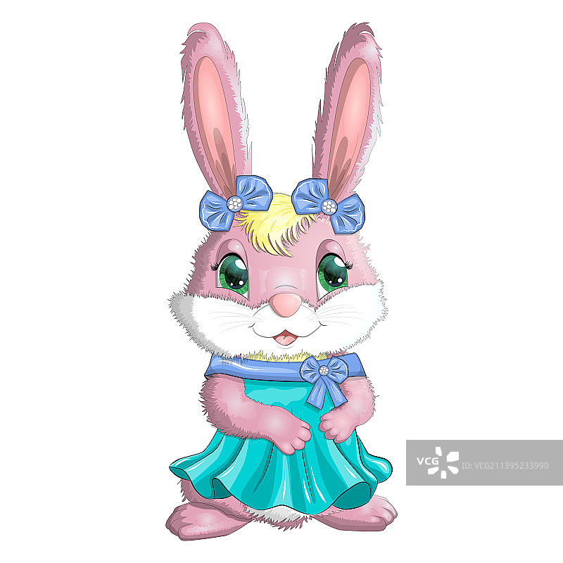 卡通兔子兔女孩穿着公主衣服可爱图片素材