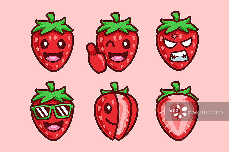 草莓水果卡通人物系列图片素材