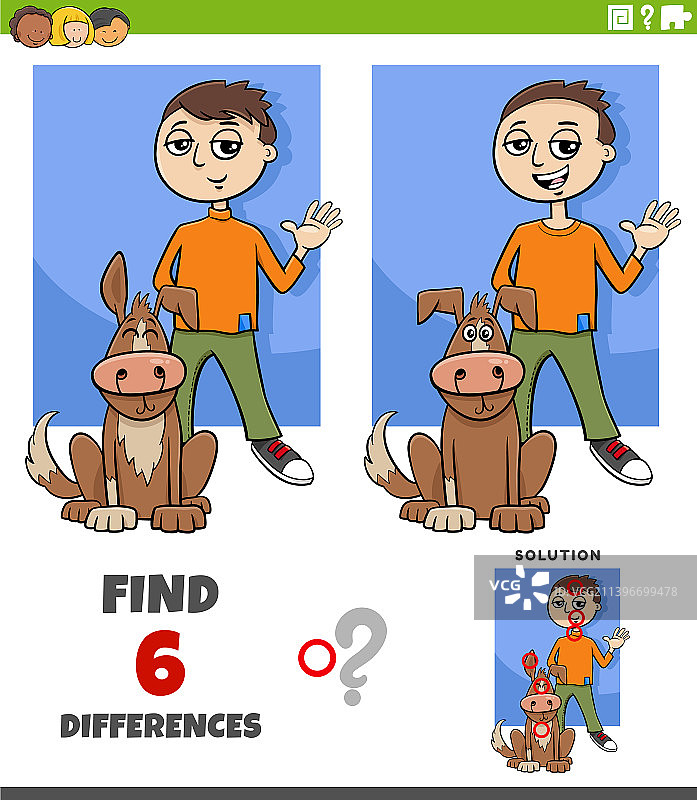 不同的游戏与卡通男孩和他的狗图片素材
