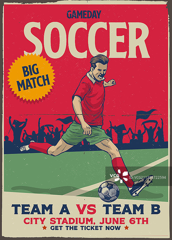 带有纹理的复古足球游戏海报图片素材