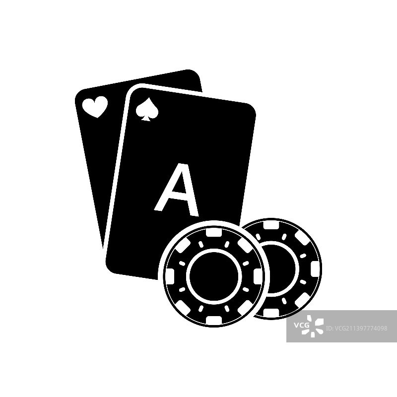 扑克牌筹码黑色剪影图标赌场图片素材