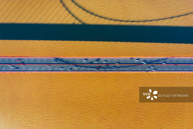 湖北省武汉市地标建筑鹦鹉洲长江大桥夏季航拍鸟瞰图图片素材