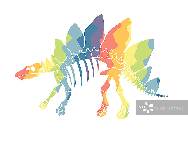 彩虹恐龙骨架图片素材