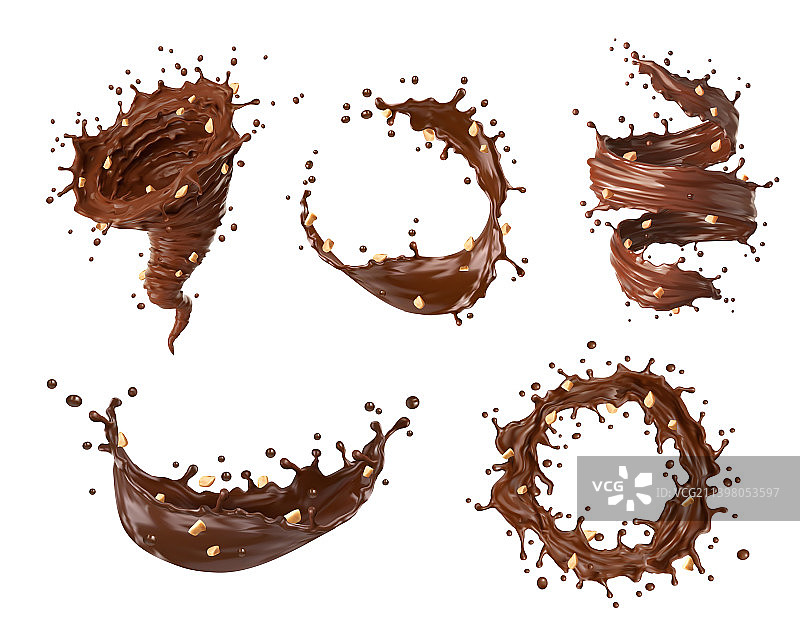 巧克力、可可和咖啡牛奶飞溅龙卷风图片素材