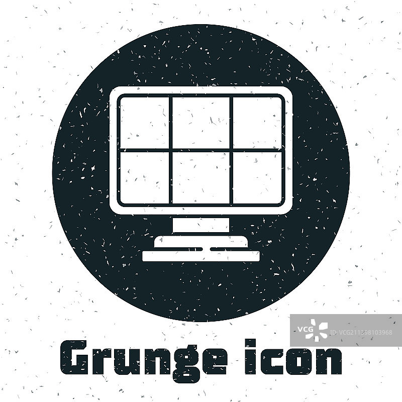 Grunge太阳能面板图标孤立在白色图片素材