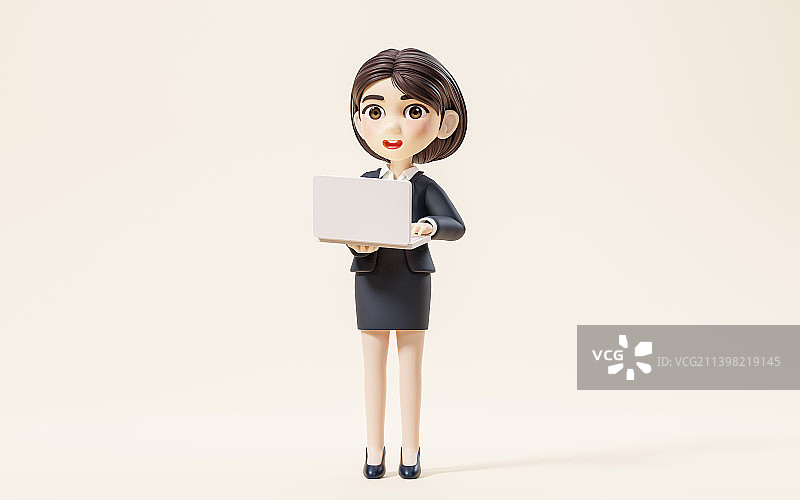 正在工作的商务女性3D渲染图片素材