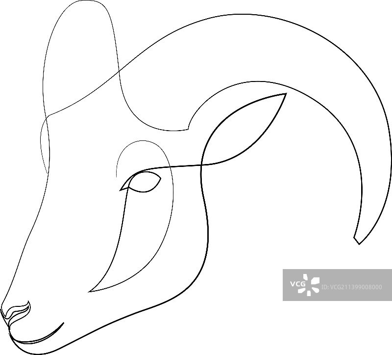 公羊单线设计轮廓图片素材