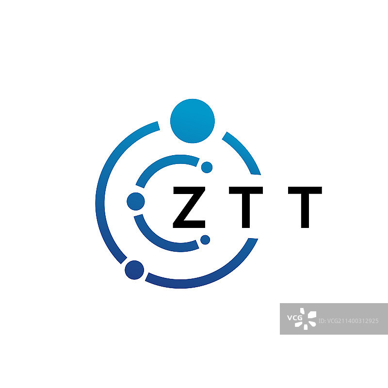 白色上的ZTT字母科技标志设计图片素材