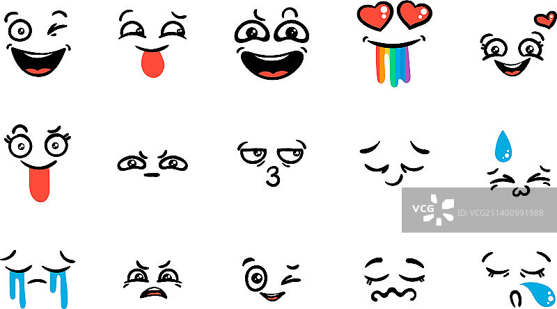 各种卡通表情设置涂鸦脸眼睛图片素材