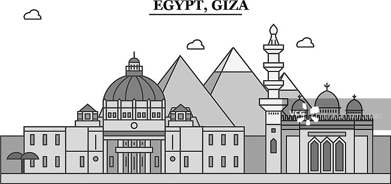 埃及吉萨市天际线孤立图片素材