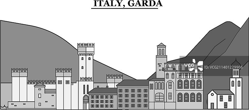 意大利加尔达市天际线孤立图片素材