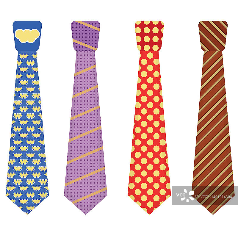 男人配件领带设置彩色领带图标图片素材