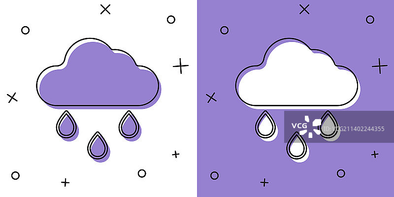 设置云与雨图标隔离在白色和图片素材